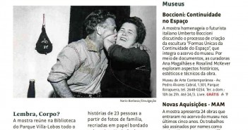 Exposição Lembra, corpo? ganha destaque na mídia Reprodução / Guia da Folha / Folha de S.Paulo