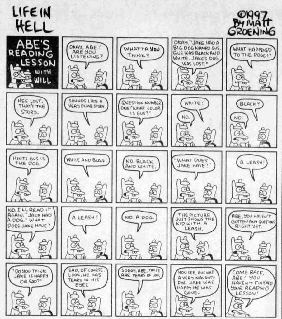 Cartum da série "Life in Hell", de Matt Groenimg. Foto: Reprodução